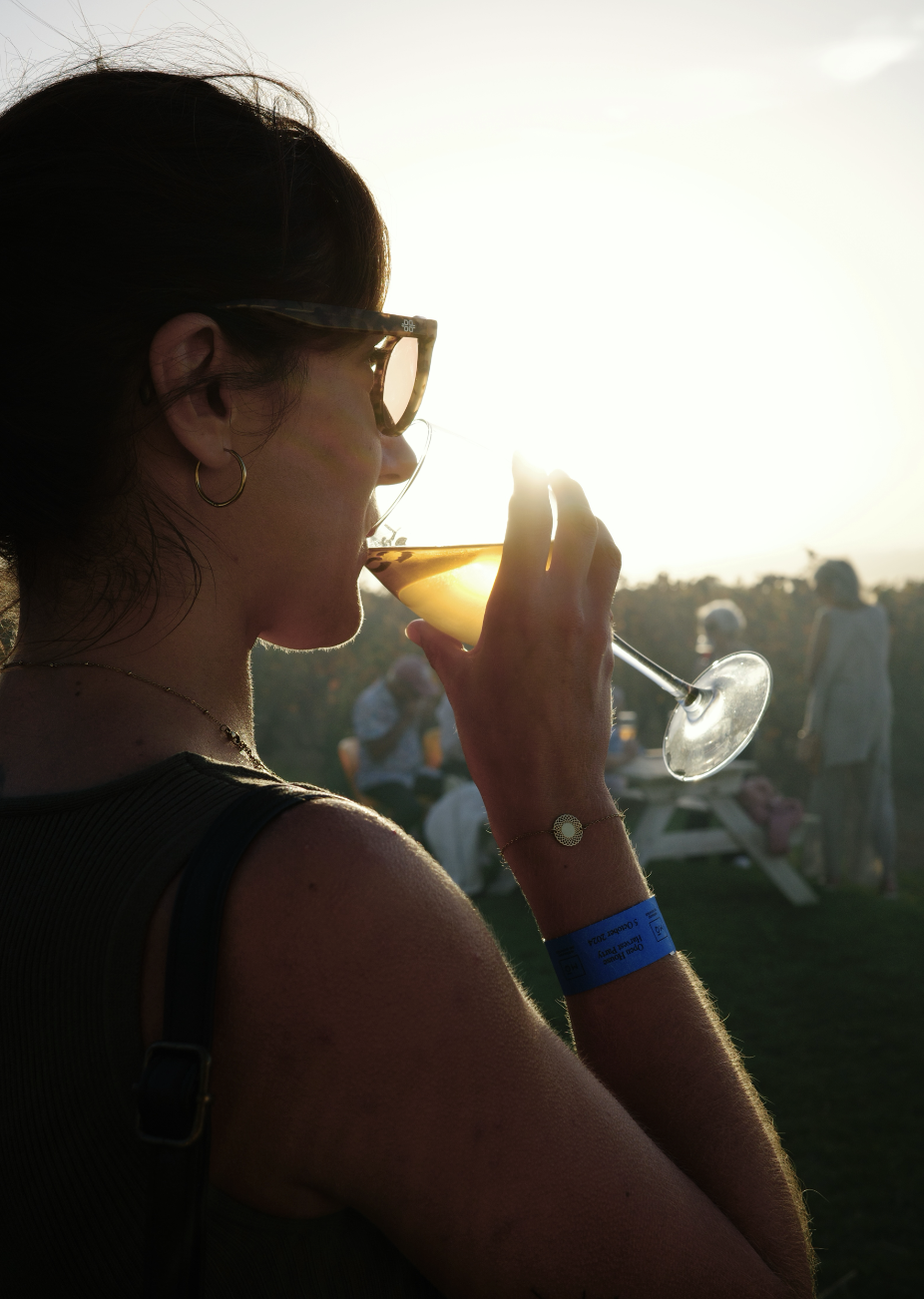 Golden hour wine tasting moment